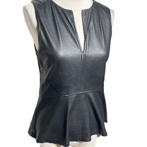 Sanctuary Black Sleeveless Sexy Leather Peplum Top Size Small